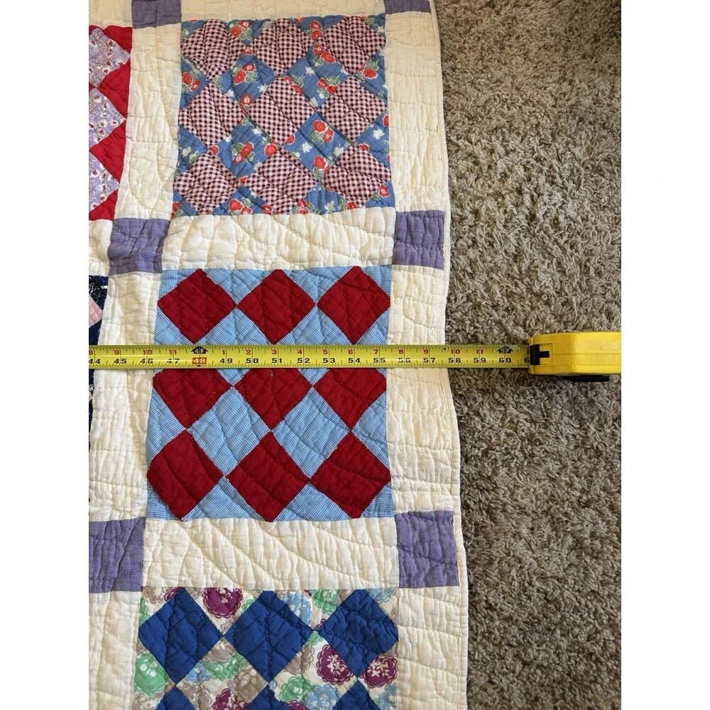 Vintage Thirteen patch scrap quilt 72